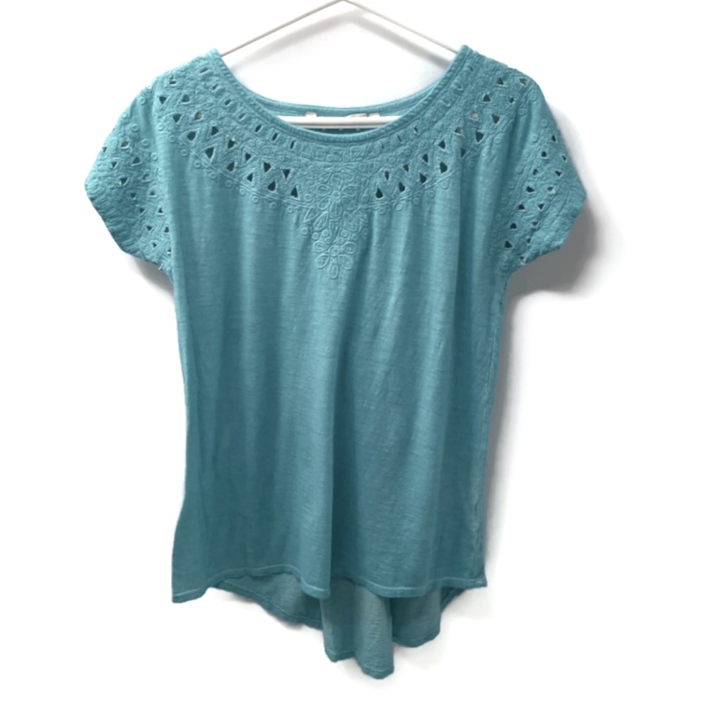 Soft Surroundings turquoise knit top medium